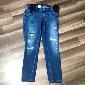 Liz Lange Maternity Jeans Size Small Inseam 25' Ankle Skinny Stretch Side Pannel